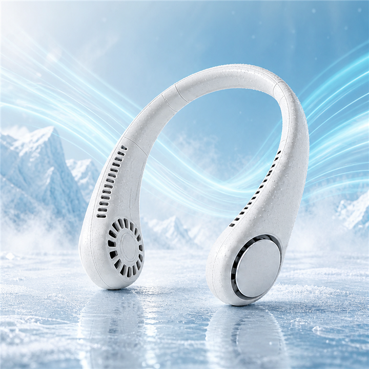 Wearable neck fan with icy cooling airflow